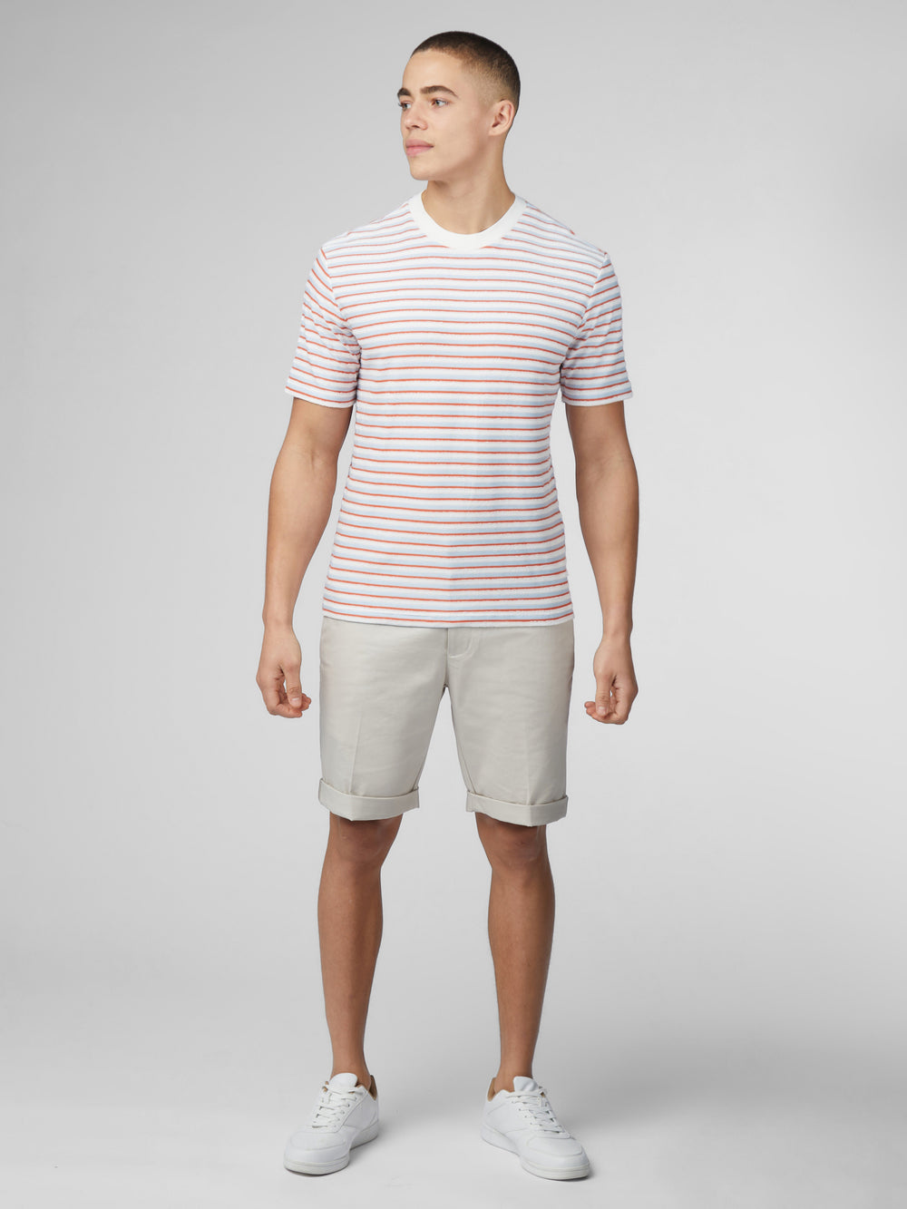 T-Shirt Ben Sherman Signature Loopback Stripe Bleu | LFR-03814236